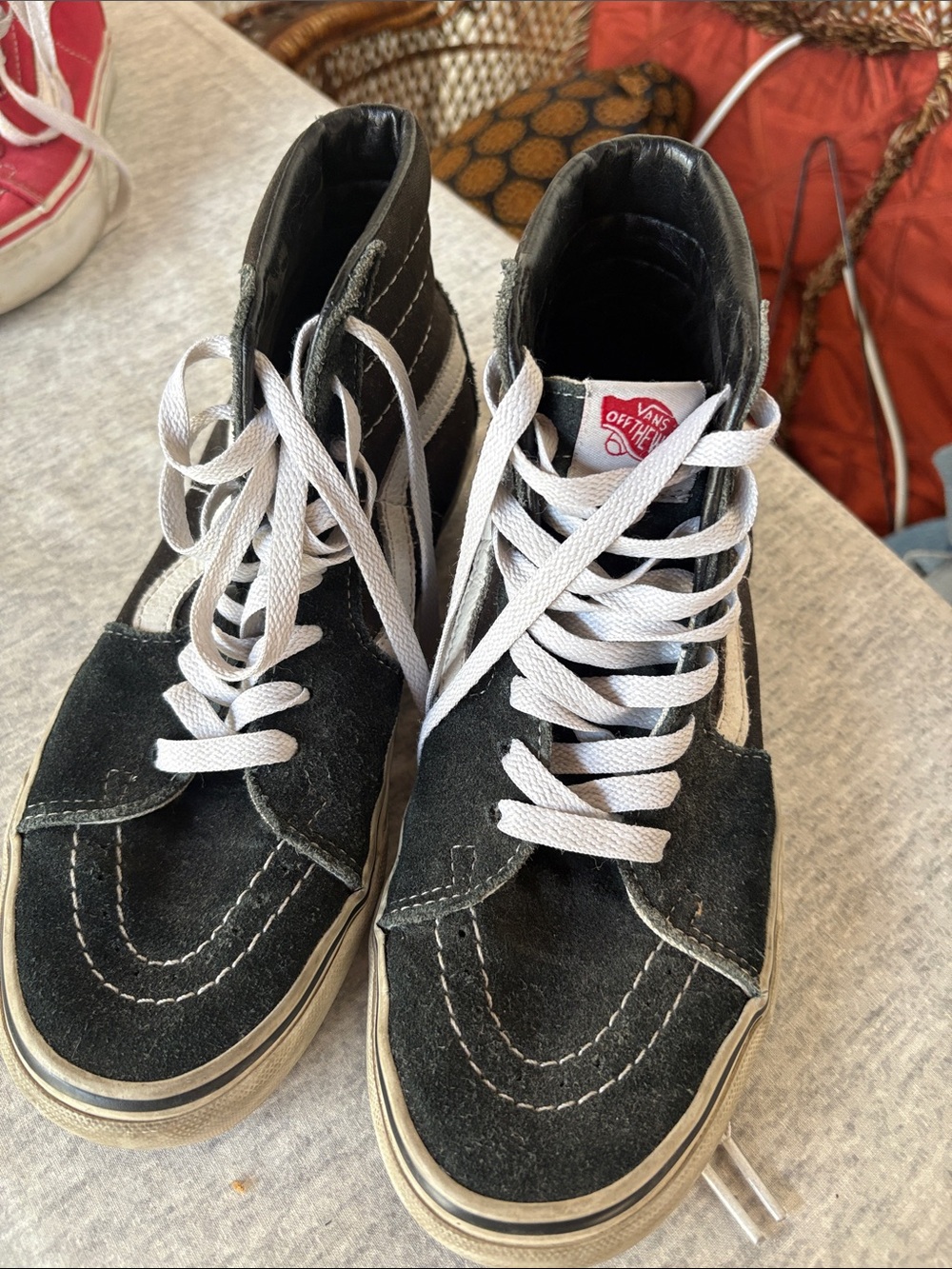 Vans Black and White High-Top Skate Sneakers